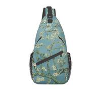 Cherry Plum Flowers Geometriske Sling Bag, Crossbody Sling Backpack Shoulder Chest Bag, para Mujeres Hombres Viajes Senderismo Causal Daypack