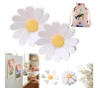 Cherry-Shaped Magnetic Food Clip & Fridge Magnet, Daisy Blossom Bag Clips, Cute Flower Magnet Bag Clips, Multi-Clip Petal Decorative Fridge Magnetic, for Organizer, Kitchen, Office (White*2)