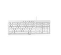 CHERRY STREAM KEYBOARD, teclado con cable, distribución de teclado UE (QWERTY), teclas silenciosas, experiencia de tecleo única, diseño plano, blanco/gris