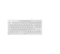 CHERRY STREAM KEYBOARD TKL, Teclado con Cable sin Teclado Numérico, Distribución de Teclado Alemán (QWERTZ), Teclas Silenciosas, Experiencia de Tecleo Única, Blanco/Gris