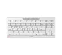 CHERRY STREAM KEYBOARD TKL, Teclado con Cable sin Teclado Numérico, Distribución de Teclado Inglés EE. UU. (QWERTY), Teclas Silenciosas, Experiencia de Tecleo Única, Blanco/Gris