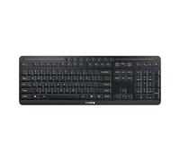 Cherry Stream Keyboard Ultimate, Teclado Inalámbrico Multidispositivo, Distribución US (QWERTY), Conexión vía Bluetooth, 2,4 GHz y Cable, Iluminado, Negro