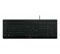CHERRY STREAM PROTECT KEYBOARD, Teclado con Cable y Protector de Silicona Extraíble, Distribución de Teclado Francés (AZERTY), Diseño Plano, Desinfectable, Negro