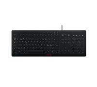 CHERRY STREAM PROTECT KEYBOARD, Teclado con Cable y Protector de Silicona Extraíble, Distribución de Teclado Pan Nordic (QWERTY), Diseño Plano, Desinfectable, Negro