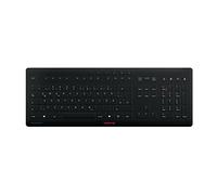 CHERRY STREAM PROTECT KEYBOARD, Teclado con Cable y Protector de Silicona Extraíble, Distribución de Teclado Alemán (QWERTZ), Diseño Plano, Desinfectable, Negro