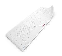CHERRY STREAM PROTECT MEMBRANE, Protector de Teclado Higiénico de Silicona, Membrana Desinfectable Compatible con Todos los Teclados CHERRY STREAM, Teclado Alemán (QWERTZ), Blanco/Gris