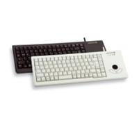 Cherry Teclado Trackball XS, diseño Italiano, Teclado QWERTY, Teclado con Cable, Teclado mecánico, mecánica ML, trackball óptico con Dos Botones de ratón, Gris Claro