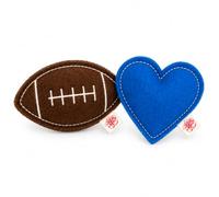 Cherry Valley Organics Team Spirit - Paquete de juguetes de hierba gatera para gatos - Fútbol y forma de corazón azul, hierba gatera orgánica, 100% fieltro de lana, fabricado en los Estados Unidos