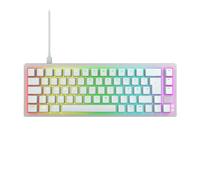 CHERRY XTRFY K5V2 Compact Teclado mecánico para gaming en formato 65%, disposición alemana (QWERTZ), teclado intercambiable en caliente, interruptores MX2A RED, color blanco transparente