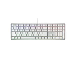 CHERRY XTRFY MX 3.1 Teclado mecánico para juegos con cable, color blanco | Carcasa de aluminio, interruptores marrones MX2A, iluminación RGB, mecanismos de amortiguación