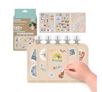 Cherub Baby Bolsas reutilizables para alimentos para bebés, 5 unidades, 150 ml, 141.7 g + 130 calcomanías de imágenes y letras, permanentes, antiderrames, sin BPA, a prueba de fugas, yogur, puré de