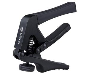 Cherub Cejilla para guitarra CGC-1 Gemini, abrazadera de liberación rápida, tensión ajustable, radio de 6 diapasones con 3 mangas intercambiables, una cejilla, todas las guitarras