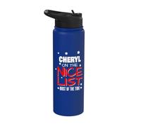 Cheryl On The Nice List Funny Christmas Cheryl Nombre Stainless Steel Insulated Water Bottle