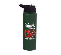 Cheryl On The Nice List Funny Christmas Cheryl Nombre Stainless Steel Insulated Water Bottle