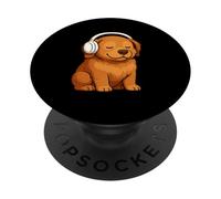 Chesapeake Bay Retriever Perro Usando Auriculares Perro Mamá Papá PopSockets PopGrip Adhesivo