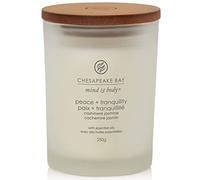 Chesapeake Bay - Vela perfumada de aromaterapia en vaso mediano Peace + Tranquility (jazmín de cachemira) | Tiempo de combustión: hasta 57 horas | Colección Mente y Cuerpo | Regalos para mujeres