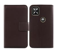 Cheshaoping Genuino Cuero Case para Crosscall Core M6 5.99" Flip Billetera Funda Autentico Ranuras Tarjetas Piel Premium Cover (Marron Oscuro)