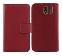 Cheshaoping Genuino Cuero Case para Ulefone Armor Mini 5 2.8" Flip Billetera Funda Autentico Ranuras Tarjetas Piel Premium Cover (Rojo Oscuro)