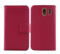 Cheshaoping Genuino Cuero Case para Ulefone Armor Mini 5 2.8" Flip Billetera Funda Autentico Ranuras Tarjetas Piel Premium Cover (Rosa)