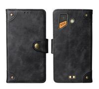 Cheshaoping Genuino Cuero Funda Case para AGM M10 2.4" Carcasa Protección Flip Billetera Ranuras Tarjetas Piel Cover (Negro)