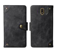 Cheshaoping Genuino Cuero Funda Case para Ulefone Armor Mini 5 2.8" Carcasa Protección Flip Billetera Ranuras Tarjetas Piel Cover (Negro)
