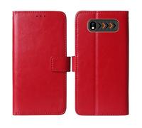Cheshaoping Soporte Funda Leather Case para Hammer H Boost 4G 2.4" Carcasa Protección Flip Billetera Ranuras Tarjetas PU Cuero Cover (Rojo)