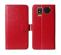 Cheshaoping Soporte Funda Leather Case para Hammer H Horizon LTE 2.8" Carcasa Protección Flip Billetera Ranuras Tarjetas PU Cuero Cover (Rojo)