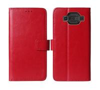 Cheshaoping Soporte Funda Leather Case para Hammer H Power Plus LTE 2.8" Carcasa Protección Flip Billetera Ranuras Tarjetas PU Cuero Cover (Rojo)