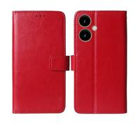 Cheshaoping Soporte Funda Leather Case para SPC Zeus 2 Pro + 6.1" Carcasa Protección Flip Billetera Ranuras Tarjetas PU Cuero Cover (Rojo)