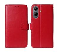 Cheshaoping Soporte Funda Leather Case para Symphony MAX 30 6.56" Carcasa Protección Flip Billetera Ranuras Tarjetas PU Cuero Cover (Rojo)