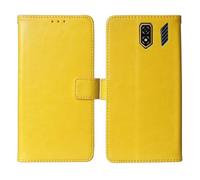 Cheshaoping Soporte Funda Leather Case para Ulefone Armor Mini 5 2.8" Carcasa Protección Flip Billetera Ranuras Tarjetas PU Cuero Cover (Amarillo)
