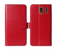 Cheshaoping Soporte Funda Leather Case para Ulefone Armor Mini 5 2.8" Carcasa Protección Flip Billetera Ranuras Tarjetas PU Cuero Cover (Rojo)