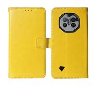 Cheshaoping Soporte Funda Leather TPU Silicona Case para DOOGEE Fire 3 MAX 4G 5.5" Carcasa Protección Flip Billetera Ranuras Tarjetas PU Cuero Cover (Amarillo)