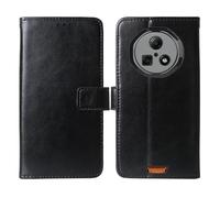 Cheshaoping Soporte Funda Leather TPU Silicona Case para DOOGEE Fire 5 Ultra 6.6" Carcasa Protección Flip Billetera Ranuras Tarjetas PU Cuero Cover (Negro)