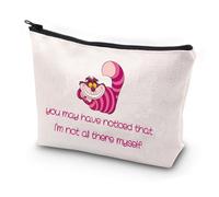 Cheshire Cat - Bolsa de maquillaje para fanáticos de Alice, regalo con texto en inglés "You May Have Noticed That I'm Not All There Myself", beige, One_Size