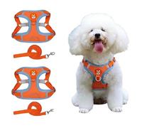 Chesoon 2 Piezas Equipo De Aventura para Mascotas Chaleco Suave Alta Visibilidad A Prueba De Escape Ajustable Tiras Reflectantes Seguridad Nocturna XL 22-30,9lb / 10-14kg Naranja