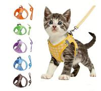 Chesoon Arnes Sin Tiron para Perros con Correa Diseño A Cuadros Ligero De Verano Chaleco Acolchado Reflectante Malla Transpirable para Entrenamiento De Mascotas Amarillo M