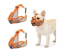 Chesoon Bozal De Malla para Perros 2 Piezas Ajuste Seguro Sin Masticar Visita Veterinaria Aseo Paseo Confiable Anti Comida Callejera Ventilación Clima Caluroso Naranja M