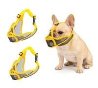 Chesoon Bozal para Perros 2 Piezas Transpirable Verano Días Calurosos Uso Cómodo Absorbente Ajuste Ajustable Anti Comida Callejera Entrenamiento Paseo A Prueba De Masticar Mascota Calmada Amarillo XS