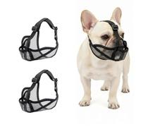 Chesoon Bozal Transpirable para Perros 2 Piezas Correa Segura Anti Comida Callejera Mascota Pequeña Verano Días Calurosos Cubierta Bucal Diseño De Flujo De Aire Mantiene Fresco Negro XS
