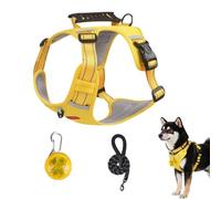 Chesoon Juego De Arnes para Perros con Correa Luz LED Reflectante Asa Ajustable Chaleco para Mascotas para Paseo Diario Y Entrenamiento Amarillo XS 5,5-11lb / 2,5-5kg