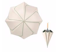 Chesoon Paraguas floral resistente al viento para mujer, con protección solar UPF 50+ y repelente al agua, toldo grande para playa o uso diario, caqui