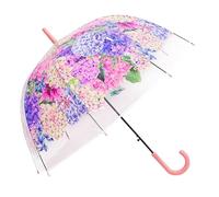 Chesoon Paraguas rosa flor para mujer damas Cúpula transparente Paraguas de lluvia a prueba de viento Apertura automática con manija curva,Rosa