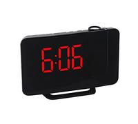 Chesoon Reloj Despertador Digital Proyección LED con Radio FM Cargador USB Proyector 180° Cargador USB Ajuste de Brillo Snooze para Dormitorios Oficina Cocina Rojo