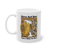 Chess And Beer That's Why I'm Here Queen Taza de Café Profesional | Jugador Gran Maestro Ajedrez Taza Blanco (09422B)