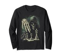 Chess Grim Reaper Skull Jaque mate, amante del ajedrez gótico Manga Larga