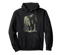 Chess Grim Reaper Skull Jaque mate, amante del ajedrez gótico Sudadera con Capucha