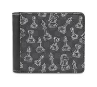 Chess Pieces - Cartera plegable para hombre con tarjetero y monedero de cuero