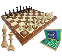 Chessebook Juego de Ajedrez - Tablero de Ajedrez de Madera 53 x 53 cm, Juego de Tablero Ajedrez Plegable - Juego de ajedrez con Tablero de Madera y Piezas Hechas a Mano