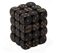 Chessex 25828 Dice-Opaque: 36D6 Black/Gold Set, Multicolor